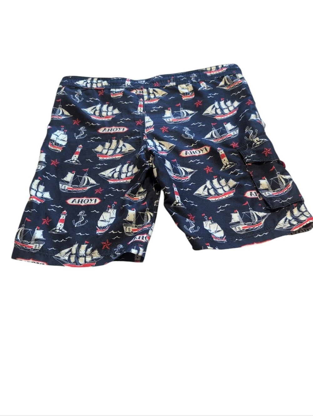 Hatley Men’s Nautical Swim Trunks Medium Blue AHOY Sailboat Lighthouse Board - Picture 5 of 11